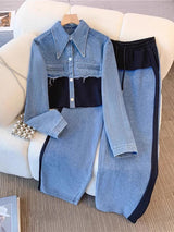 HOLBROOK | COLOR-BLOCK-JACKE (GEKÜRZT) & HOSE MIT WEITEM BEIN (SET)