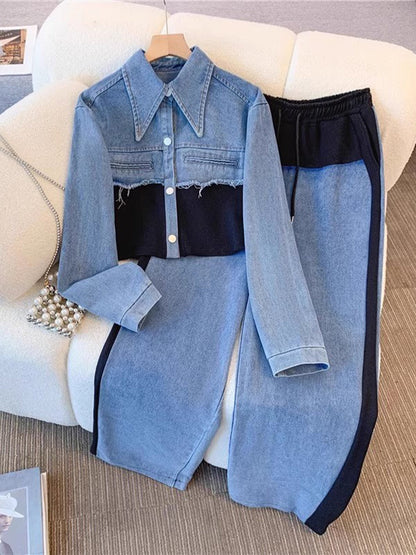 HOLBROOK | COLOR-BLOCK-JACKE (GEKÜRZT) & HOSE MIT WEITEM BEIN (SET)